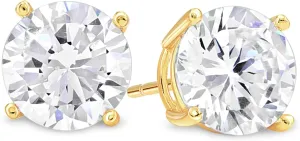KEZEF Sterling Silver Stud Earrings for Women & Men - 4-Prong Setting Cubic Zirconia Earrings Studs - Premium CZ S925 Hypoallergenic - Available in 14K White and Yellow Gold, Rose Gold - 3mm to 9mm