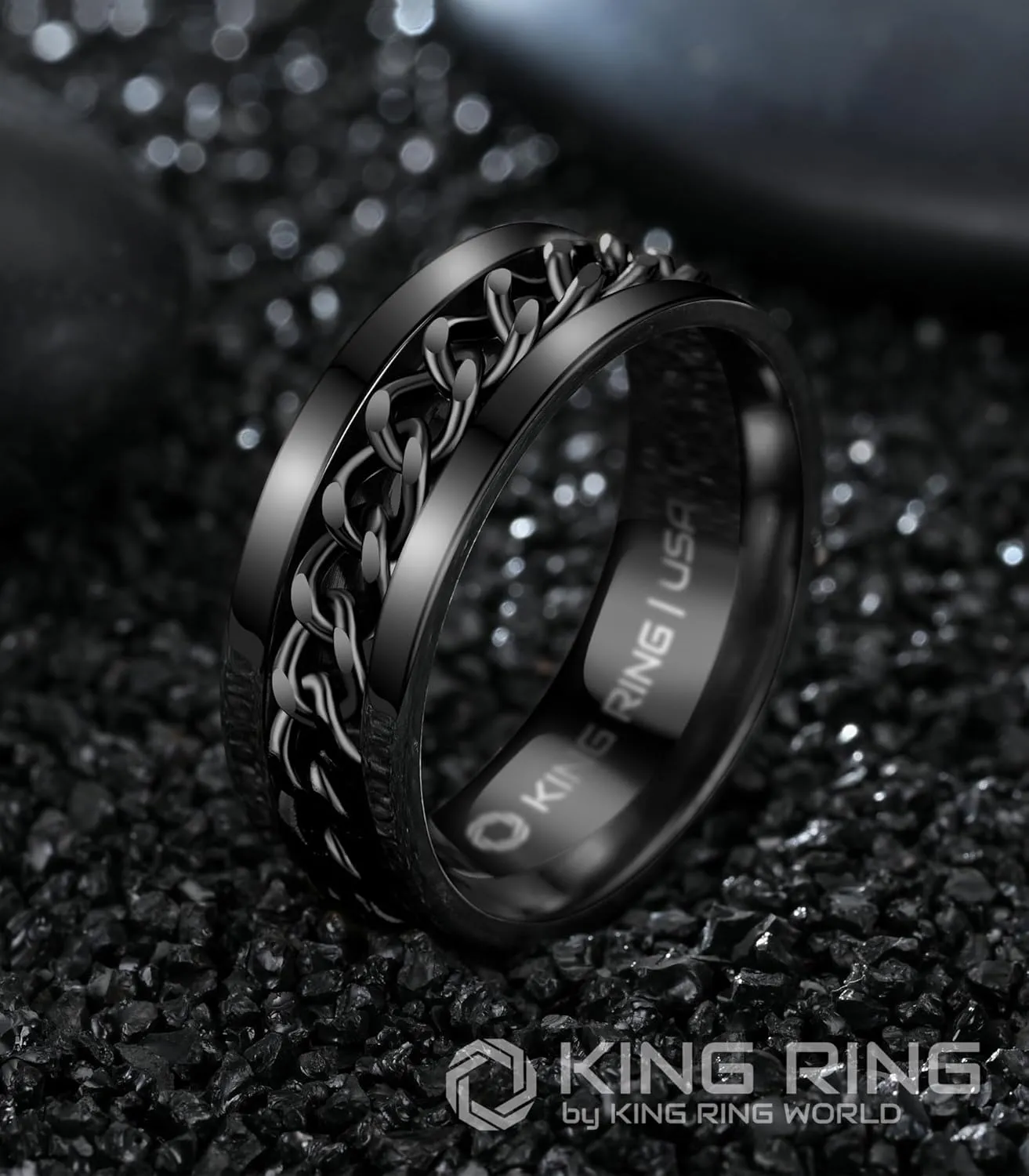 King Ring 8mm Spinner Ring  Fidget Ring for Men & Women  Designed in USA