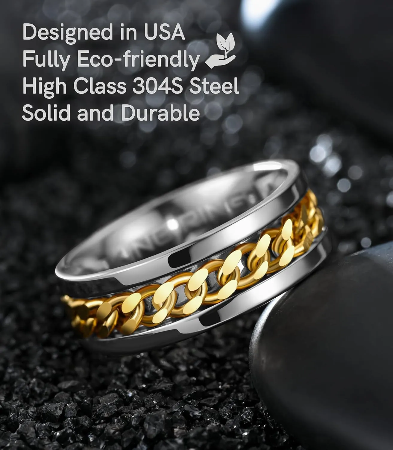 King Ring 8mm Spinner Ring  Fidget Ring for Men & Women  Designed in USA