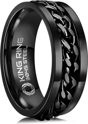 King Ring 8mm Spinner Ring  Fidget Ring for Men & Women  Designed in USA