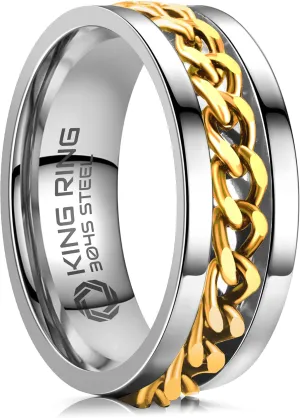 King Ring 8mm Spinner Ring  Fidget Ring for Men & Women  Designed in USA