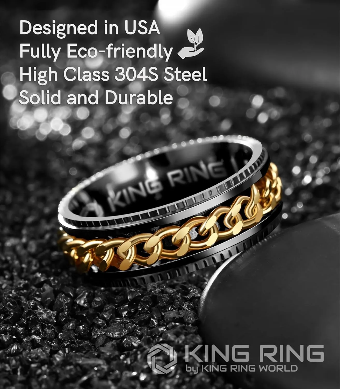 King Ring 8mm Super Spinner Rings  Second Edition of Premium Stainless Steel Fidget Rings for Men & Women  Designed in USA