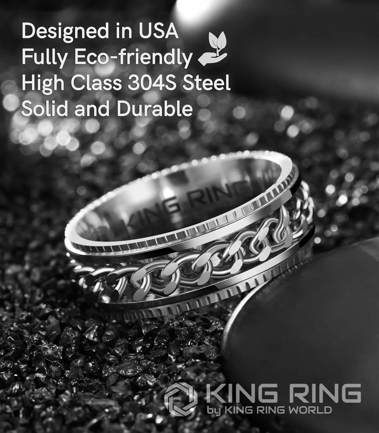 King Ring 8mm Super Spinner Rings  Second Edition of Premium Stainless Steel Fidget Rings for Men & Women  Designed in USA