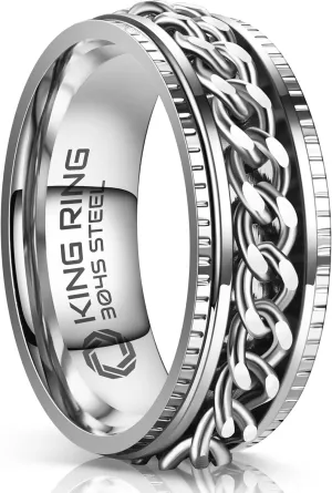 King Ring 8mm Super Spinner Rings  Second Edition of Premium Stainless Steel Fidget Rings for Men & Women  Designed in USA