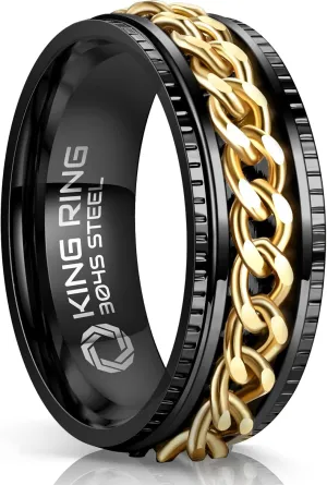 King Ring 8mm Super Spinner Rings  Second Edition of Premium Stainless Steel Fidget Rings for Men & Women  Designed in USA