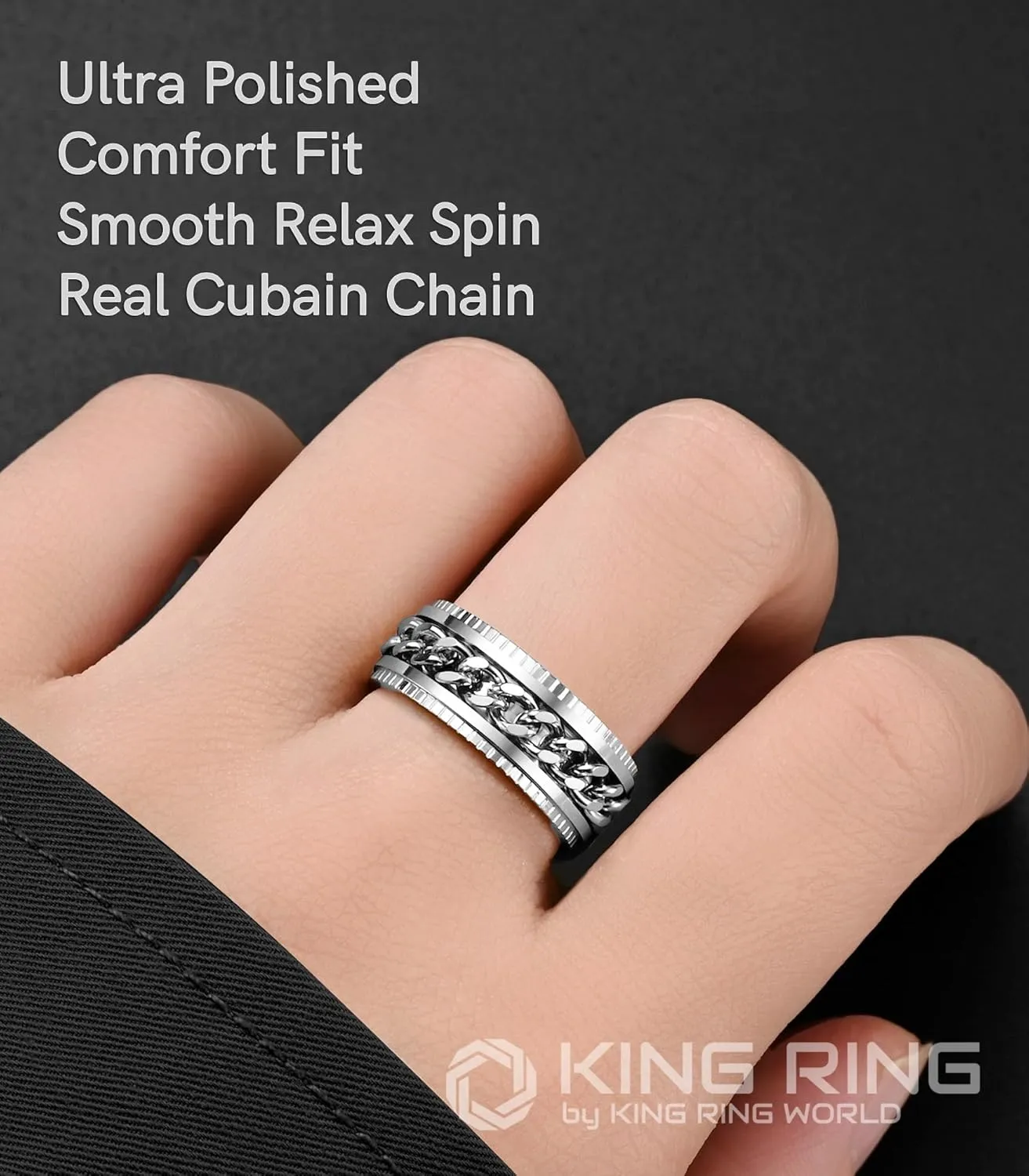King Ring 8mm Super Spinner Rings  Second Edition of Premium Stainless Steel Fidget Rings for Men & Women  Designed in USA