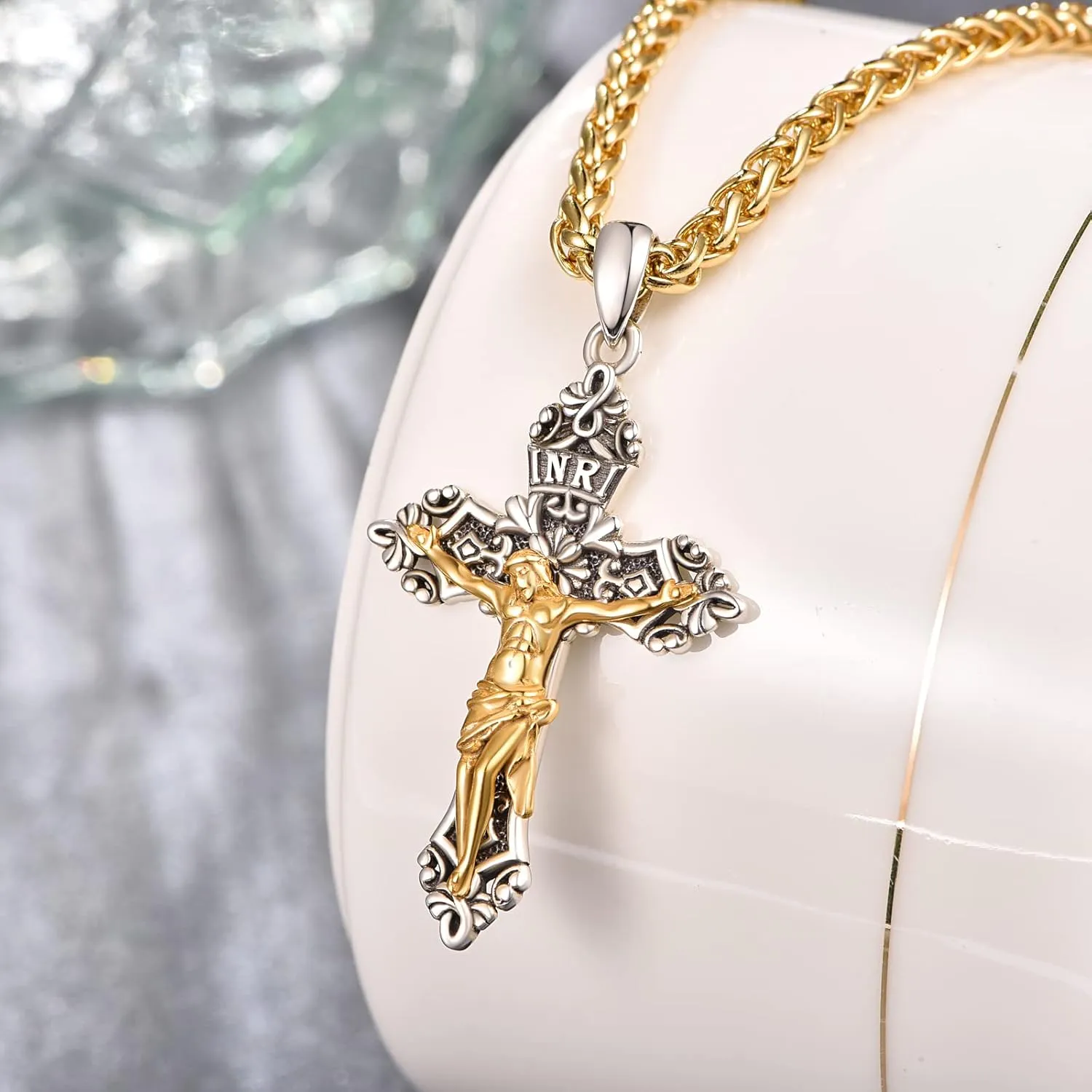 KINGWHYTE St Michael/St Christopher Necklace S925 Sterling Silver Archangel Saint Michael Protect US Pendant Jewelry Graduation Gifts for Women Men