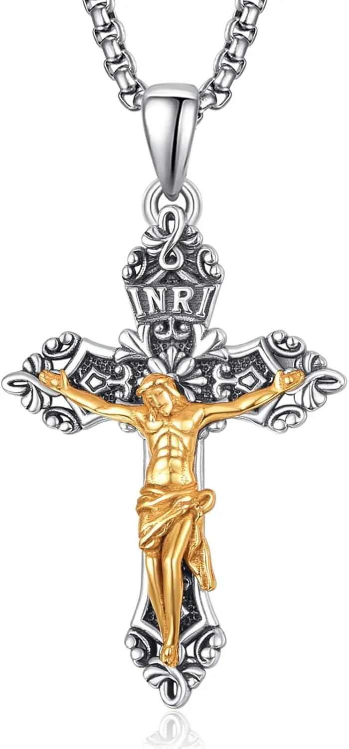 KINGWHYTE St Michael/St Christopher Necklace S925 Sterling Silver Archangel Saint Michael Protect US Pendant Jewelry Graduation Gifts for Women Men