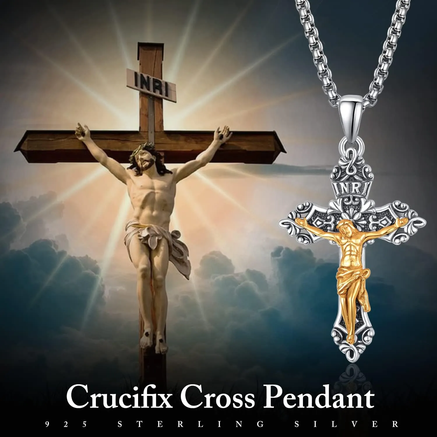KINGWHYTE St Michael/St Christopher Necklace S925 Sterling Silver Archangel Saint Michael Protect US Pendant Jewelry Graduation Gifts for Women Men