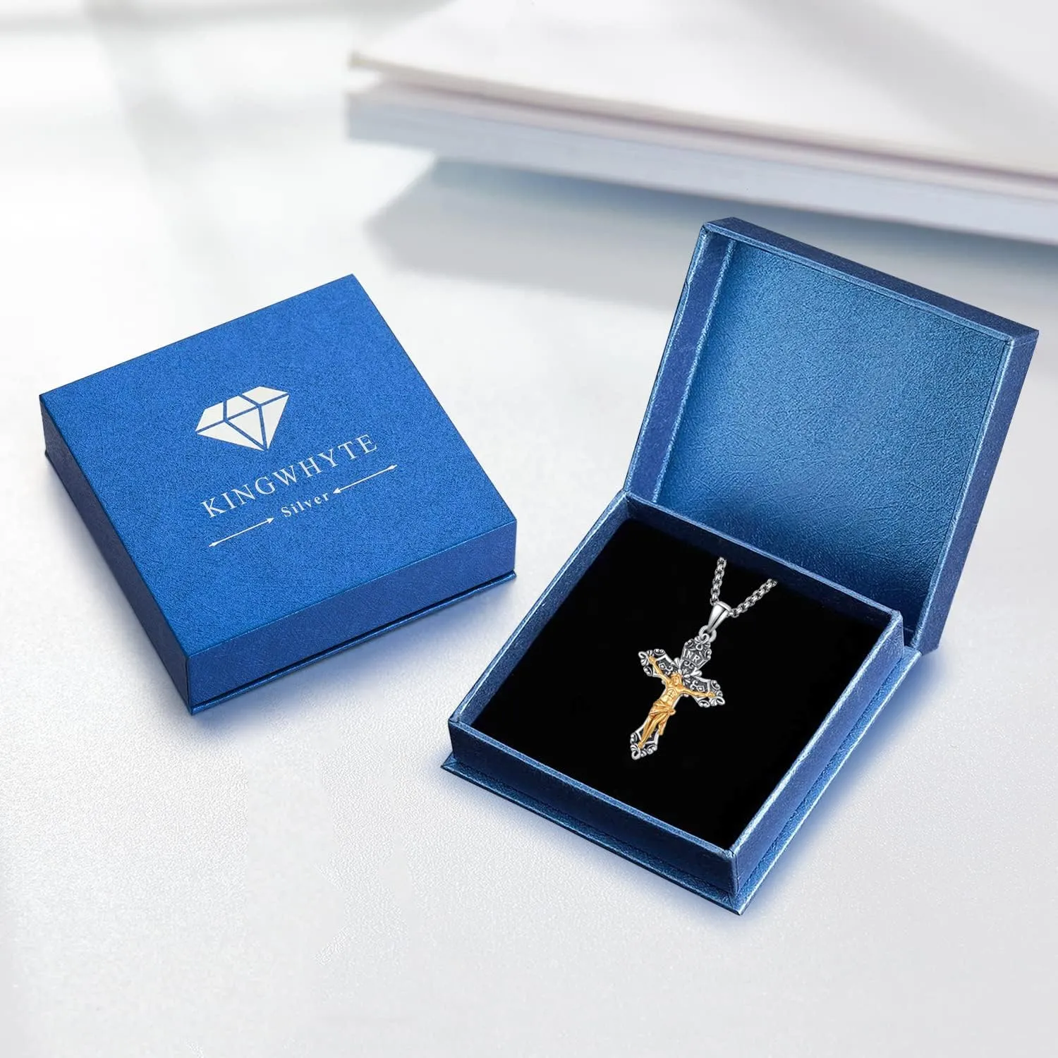 KINGWHYTE St Michael/St Christopher Necklace S925 Sterling Silver Archangel Saint Michael Protect US Pendant Jewelry Graduation Gifts for Women Men