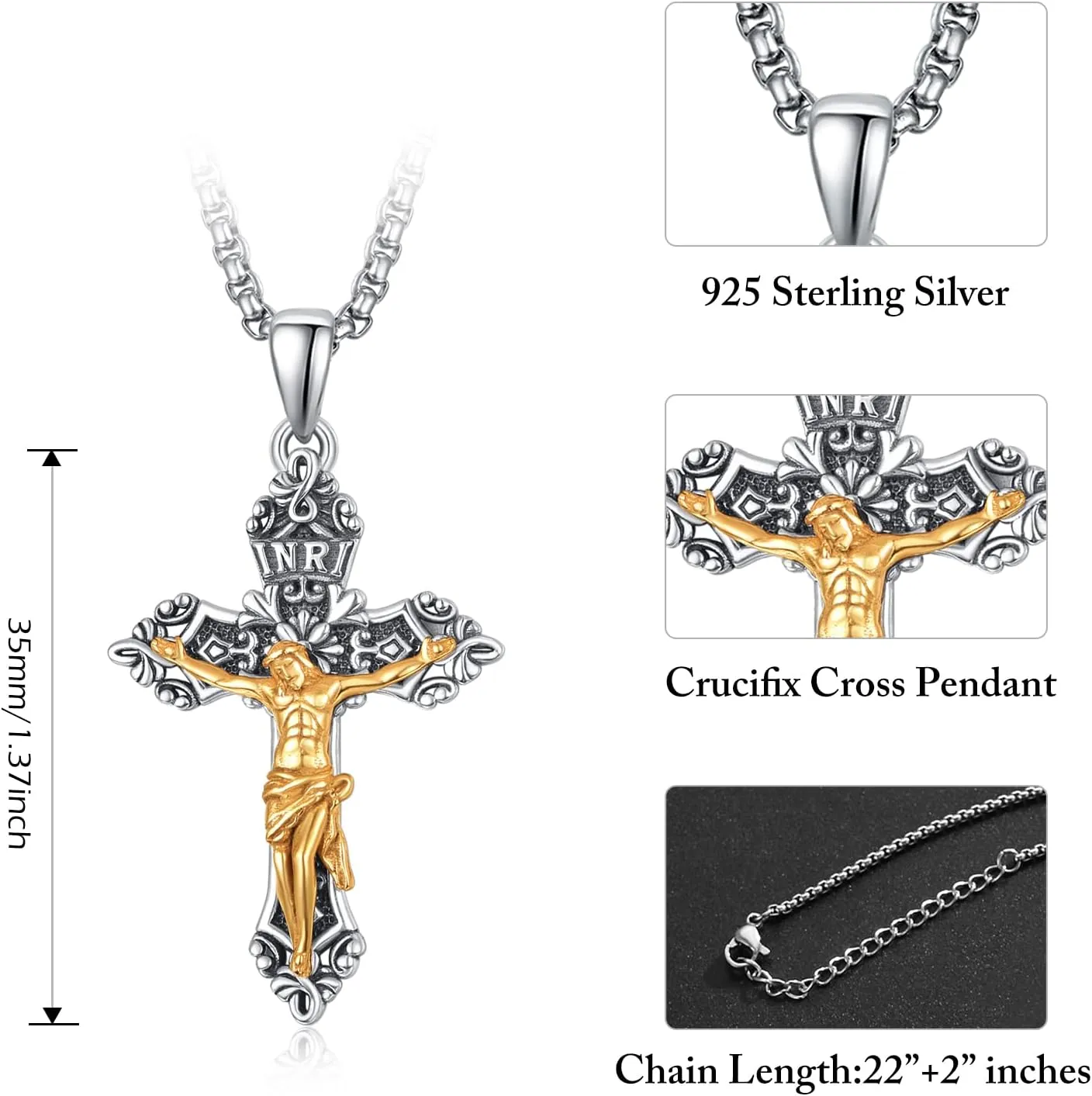KINGWHYTE St Michael/St Christopher Necklace S925 Sterling Silver Archangel Saint Michael Protect US Pendant Jewelry Graduation Gifts for Women Men