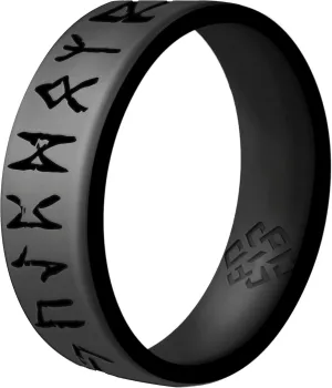 Knot Theory Rune Silicone Ring for Men - Cosmic Purple, Dark Silver, Metallic Blue, Smooth Silver - Dual Layer Engraving - Breathable Comfort Fit 6mm Rubber Wedding Band