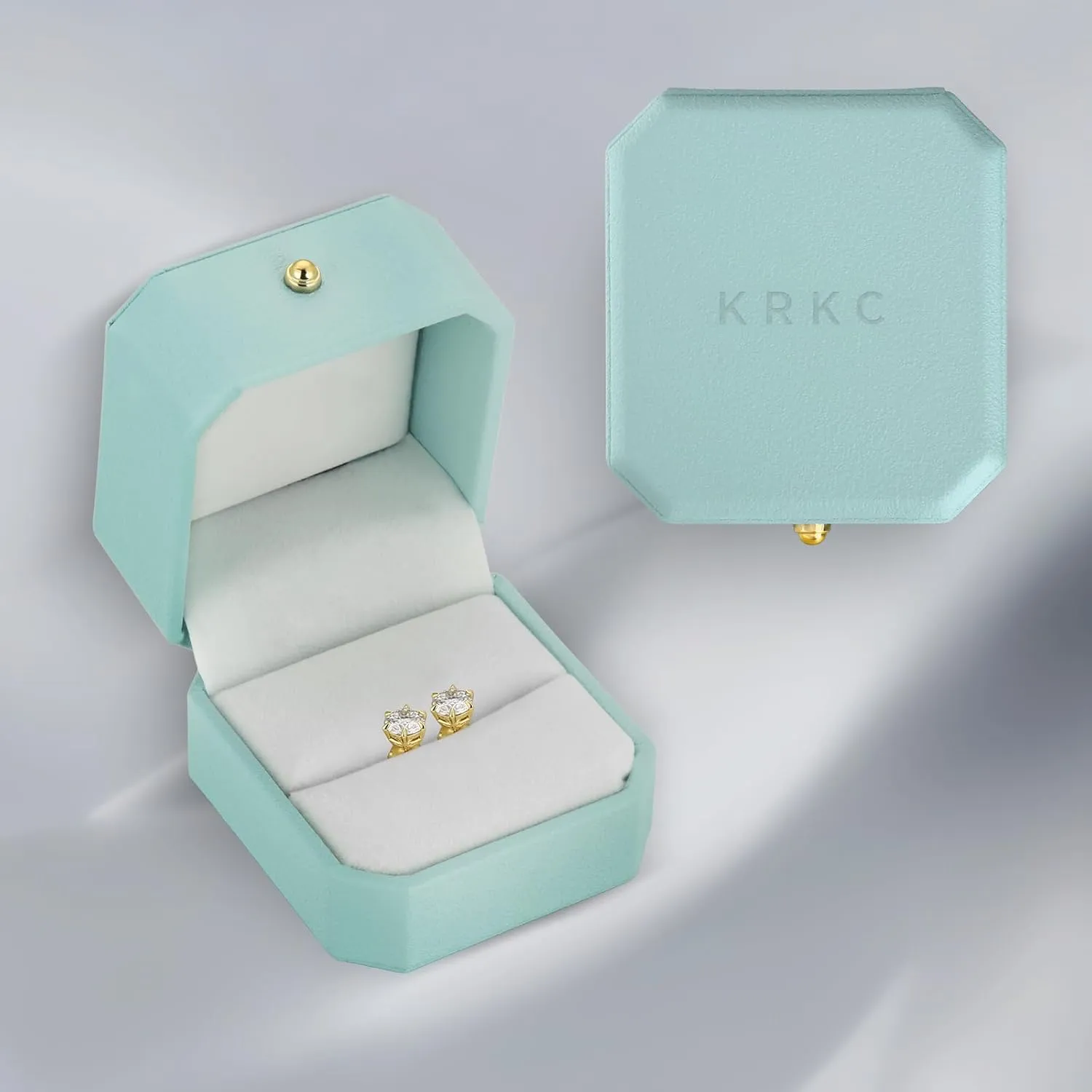 KRKC 0.6-3ct Moissanite Stud Earrings, D Color VVS1 Clarity, Lab Created Diamond Stud Earring for Women, 14K White Gold S925 Sterling Silver Earrings Friction Back for Women Men, Hypoallergenic