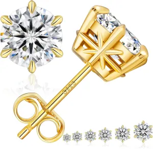 KRKC 0.6-3ct Moissanite Stud Earrings, D Color VVS1 Clarity, Lab Created Diamond Stud Earring for Women, 14K White Gold S925 Sterling Silver Earrings Friction Back for Women Men, Hypoallergenic