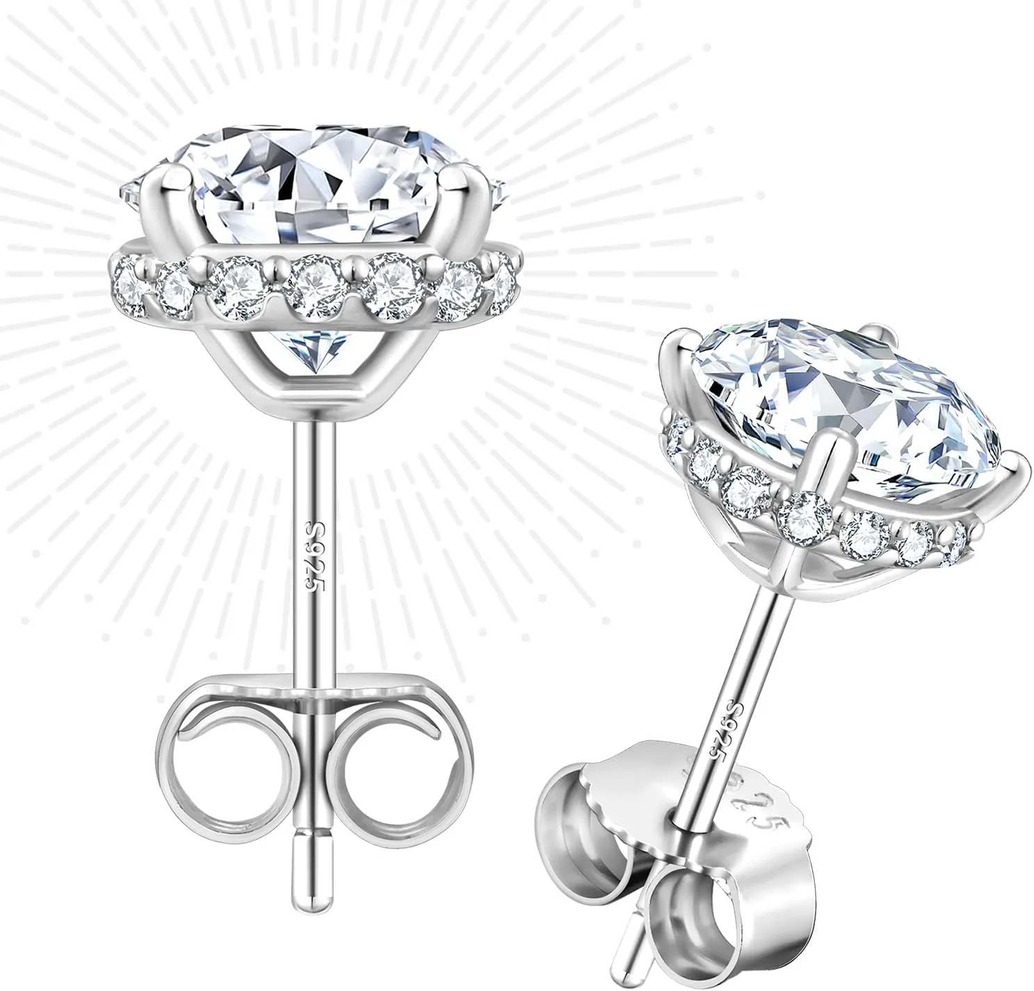 KRKC Moissanite Earrings, Lab Grown Diamond Stud Earrings for Women, 14K Golden Plated Sterling Silver, Bloom Design, 2 Carat D Color VVS1, Hypoallergenic, Gift for Wife, Mom, Her