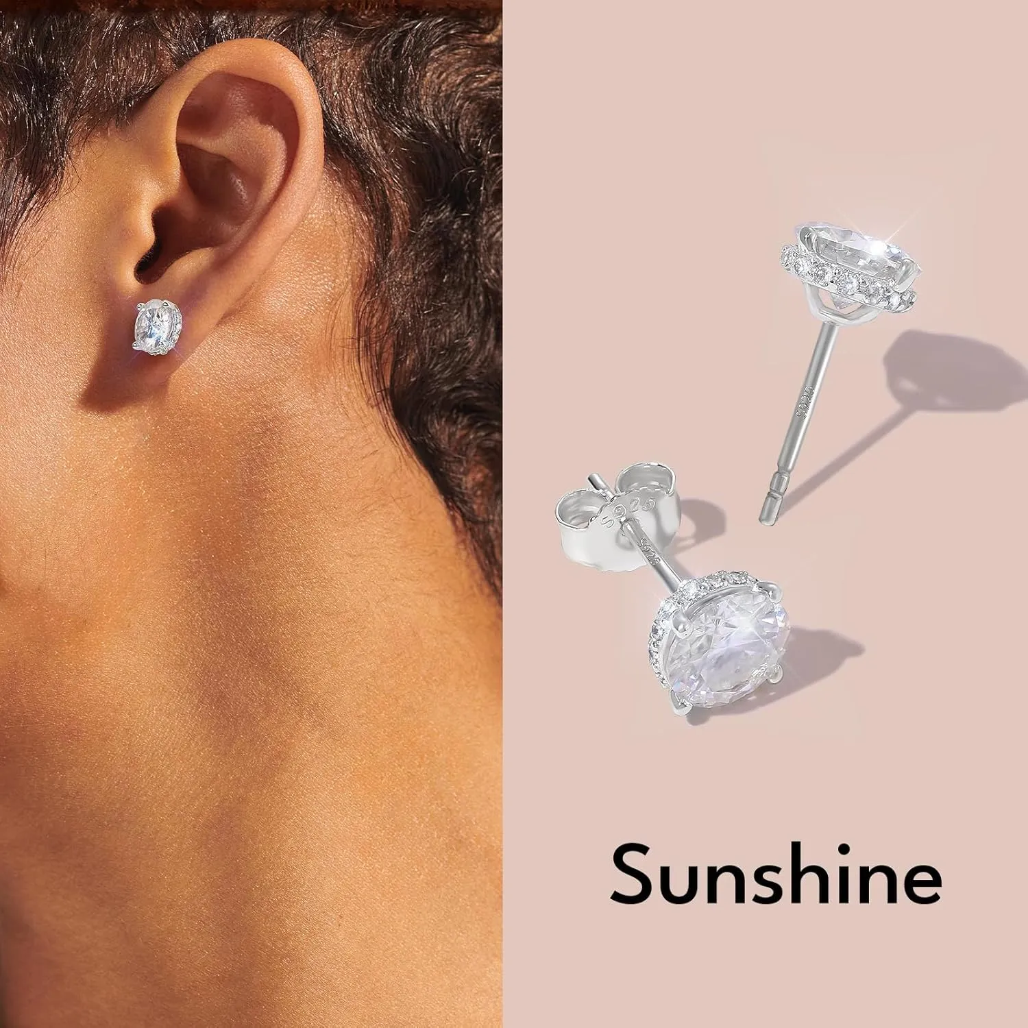 KRKC Moissanite Earrings, Lab Grown Diamond Stud Earrings for Women, 14K Golden Plated Sterling Silver, Bloom Design, 2 Carat D Color VVS1, Hypoallergenic, Gift for Wife, Mom, Her