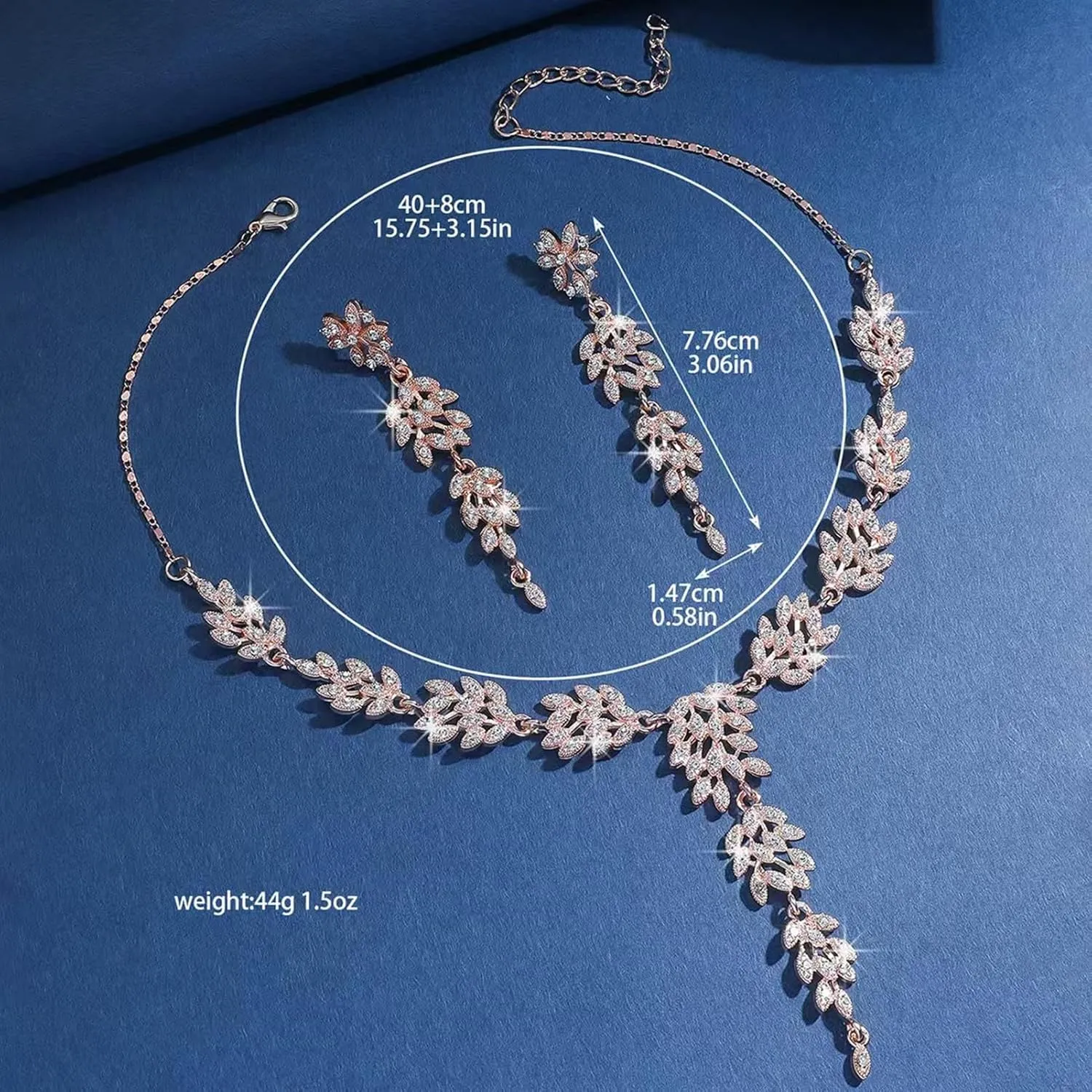 la luen 3pcs Crystal Zircon Wedding Jewelry Sets for Brides, Rhinestone Flower Necklace Dangle Earrings Brooch for Women Wife Party Prom Engagement Bridesmaid Gifts