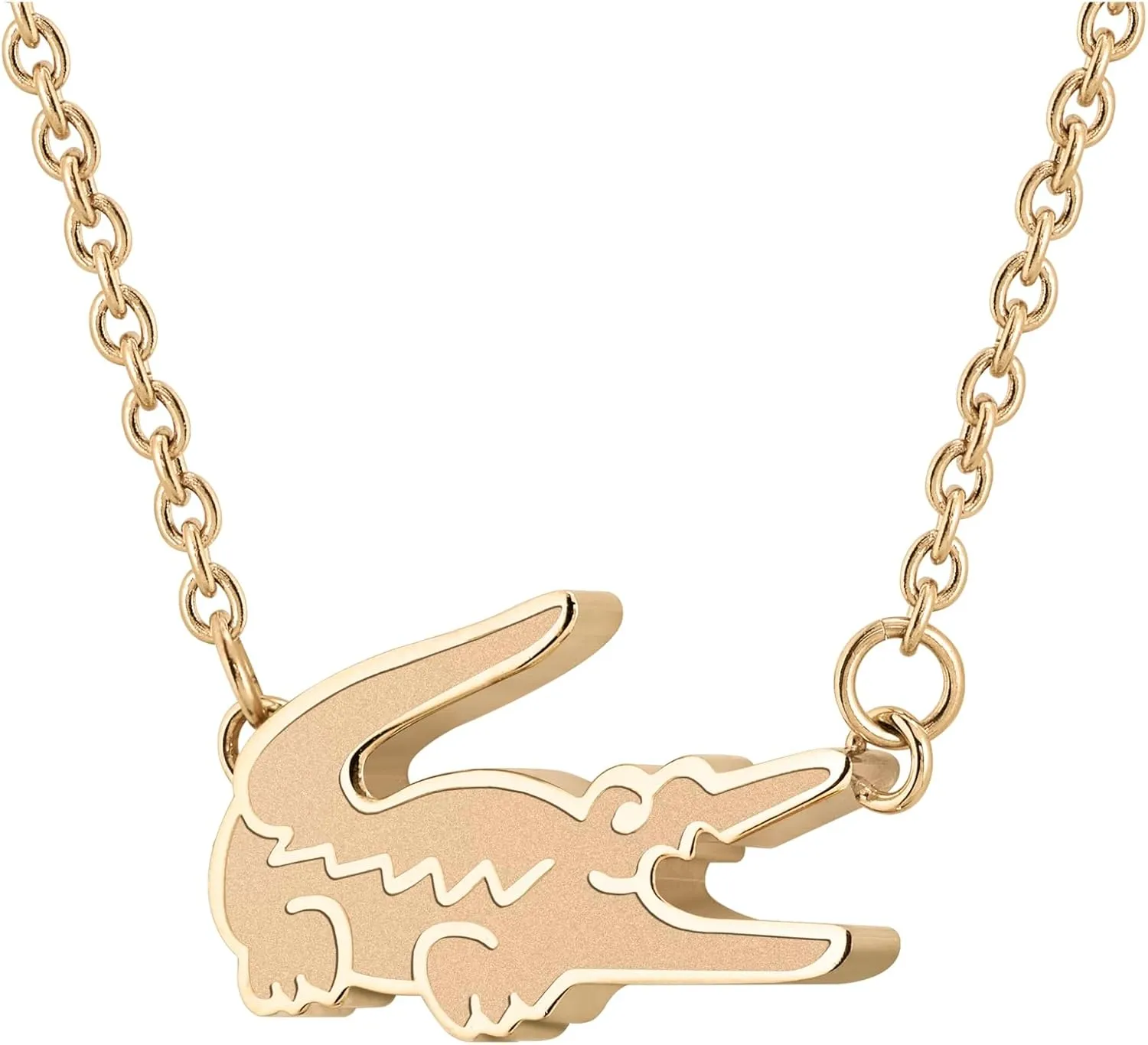 Lacoste Crocodile Pendant Necklace for Women - Stainless Steel, Adjustable - Iconic Elegant Collection, Fashion Jewelry, Accessory - Gift for Her