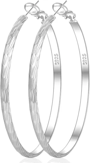 Large Gold Hoop Earrings for Women 925 Sterling Silver Hoop Earrings Hypoallergenic Lightweight Wide Thick Hoops Earrings for Women