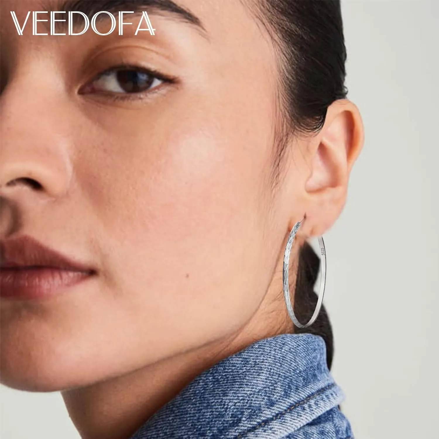 Large Gold Hoop Earrings for Women 925 Sterling Silver Hoop Earrings Hypoallergenic Lightweight Wide Thick Hoops Earrings for Women