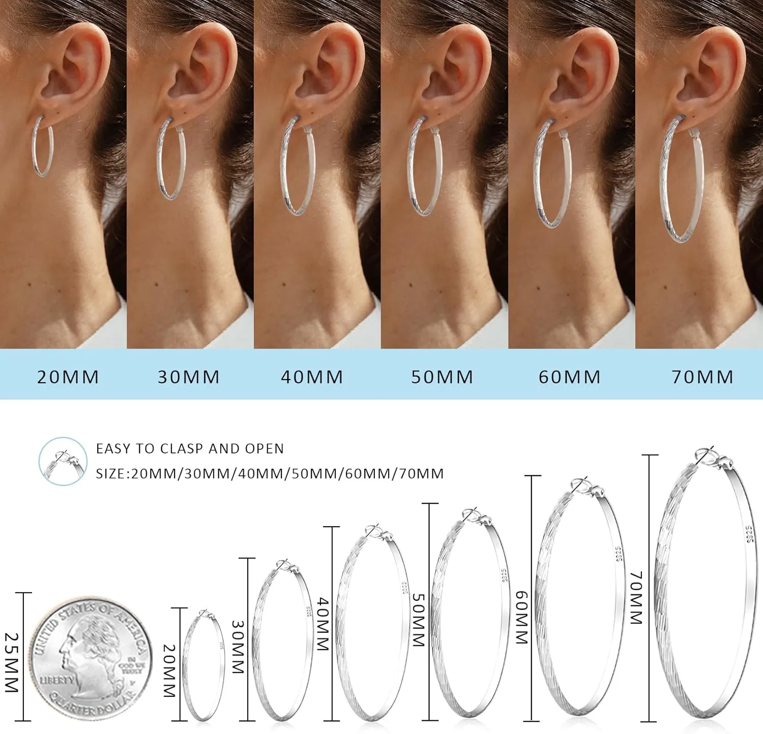 Large Gold Hoop Earrings for Women 925 Sterling Silver Hoop Earrings Hypoallergenic Lightweight Wide Thick Hoops Earrings for Women