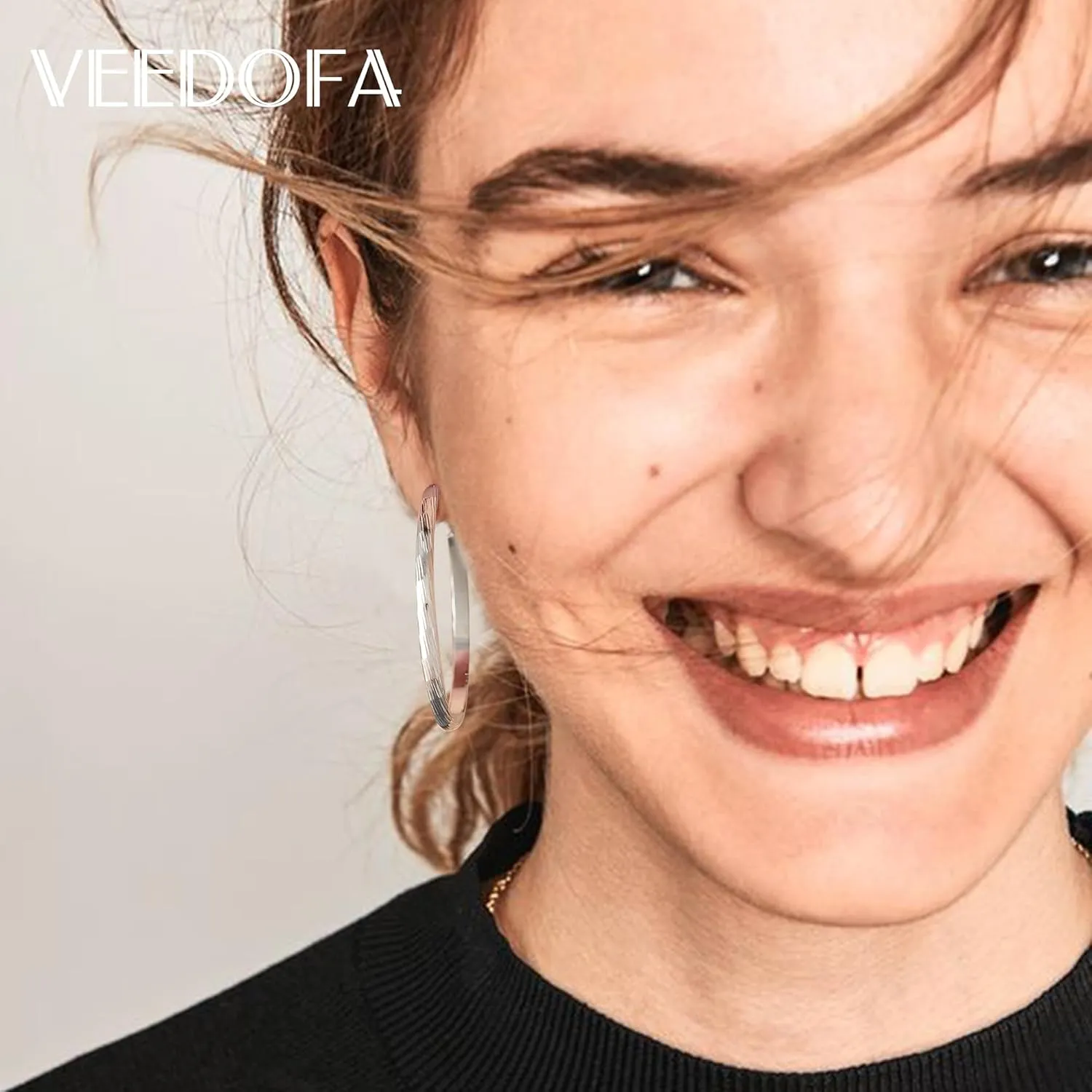 Large Gold Hoop Earrings for Women 925 Sterling Silver Hoop Earrings Hypoallergenic Lightweight Wide Thick Hoops Earrings for Women
