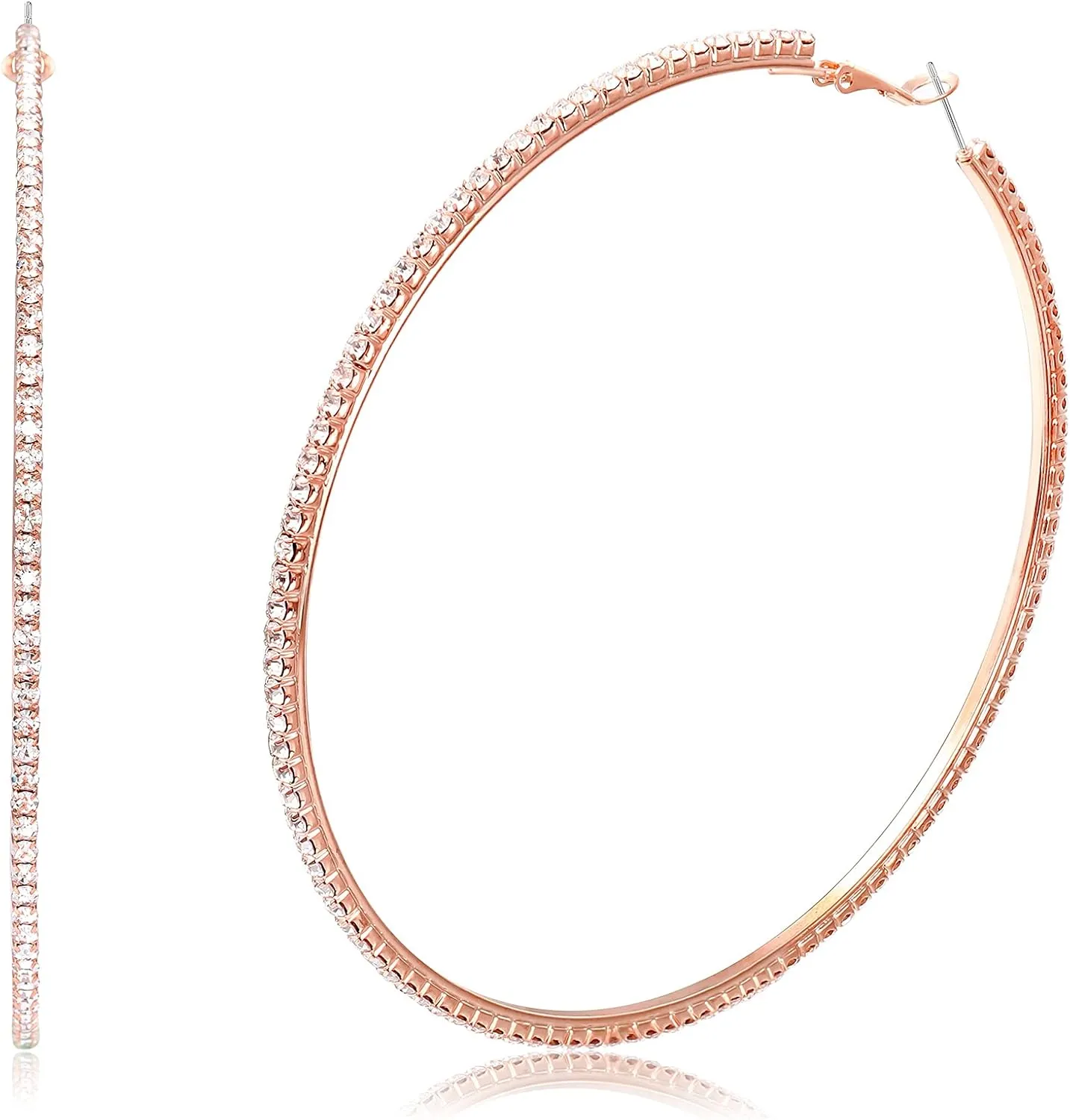 Large Hoop Earrings for Women Rhinestone Crystal Big Circle Hoops Stud Earrings Bridal Wedding Jewelry