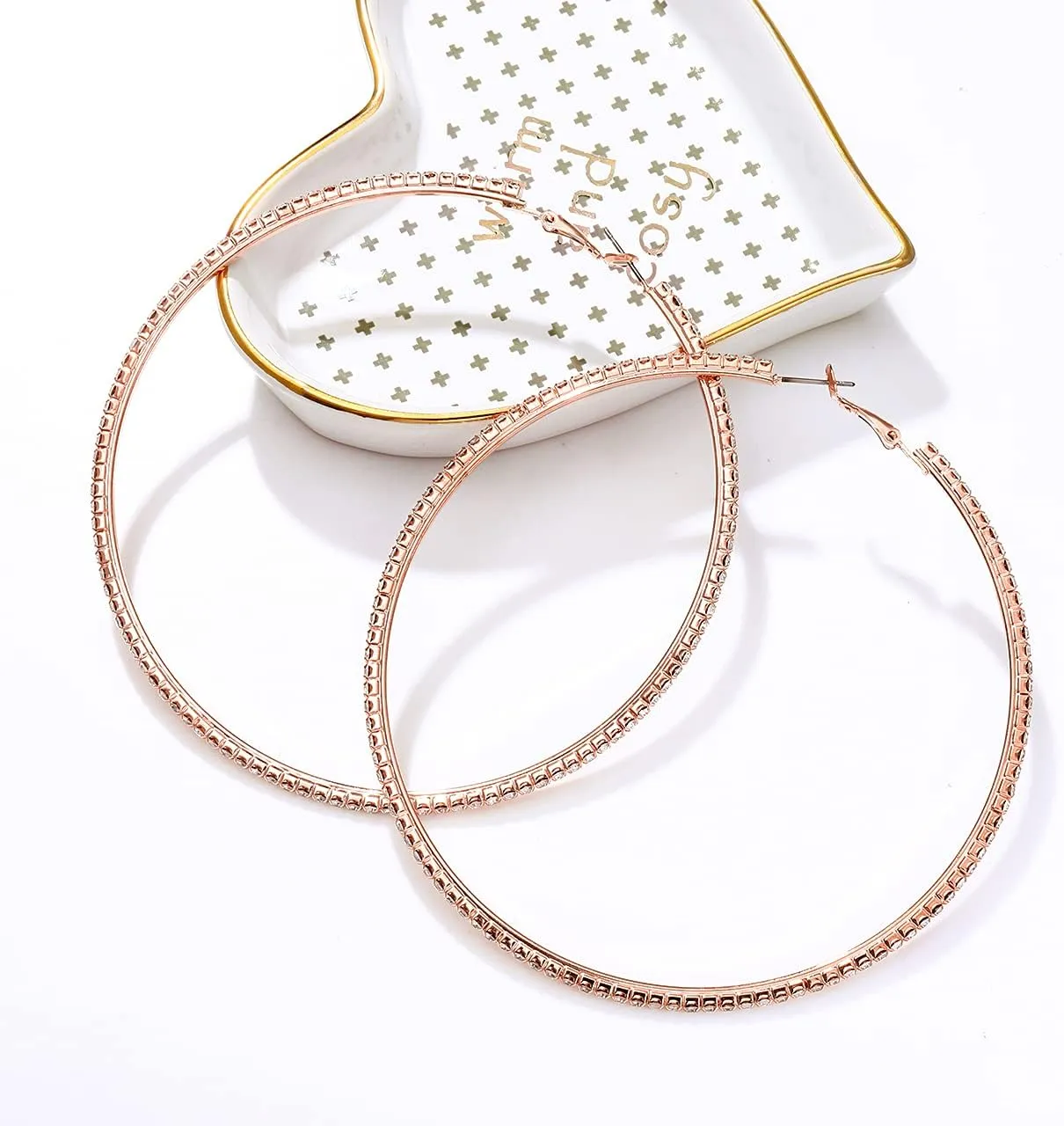 Large Hoop Earrings for Women Rhinestone Crystal Big Circle Hoops Stud Earrings Bridal Wedding Jewelry