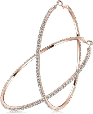 Large Hoop Earrings for Women Rhinestone Crystal Big Circle Hoops Stud Earrings Bridal Wedding Jewelry