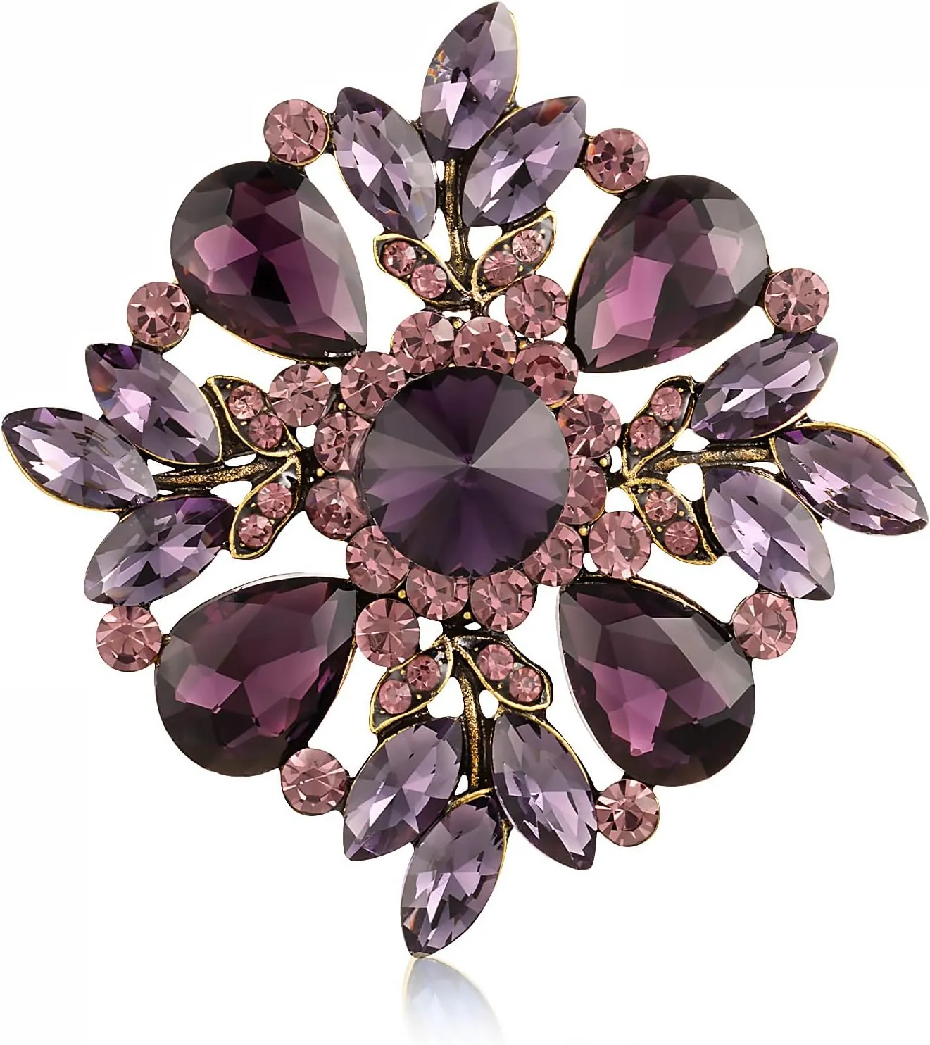 LAXPICOL Vintage Clear Austrian Crystal Elegant Cross Flower Brooch Pin For Women Wedding Broach Pin
