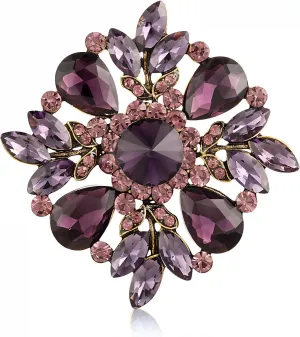 LAXPICOL Vintage Clear Austrian Crystal Elegant Cross Flower Brooch Pin For Women Wedding Broach Pin