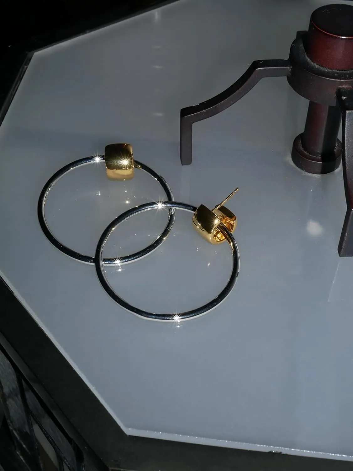 LecAit Gold Statement Geometric Hoop Earrings for Women Girls Chunky Gold Knot Link Drop Dangle Earrings Trendy Jewelry Gift