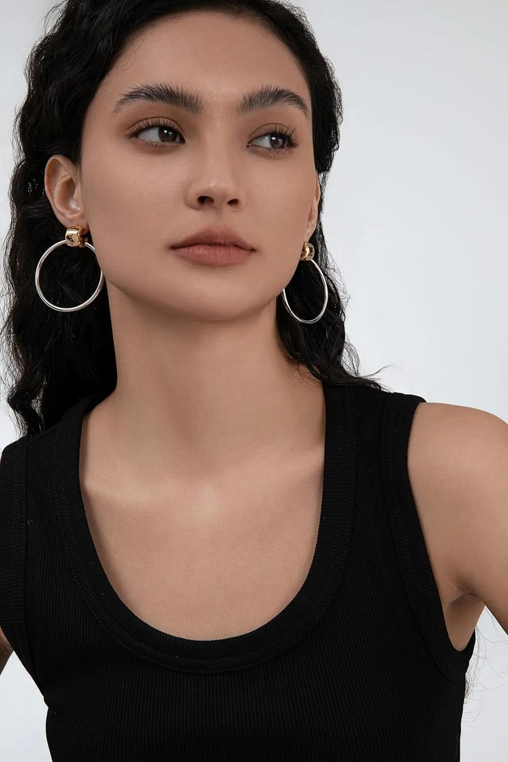 LecAit Gold Statement Geometric Hoop Earrings for Women Girls Chunky Gold Knot Link Drop Dangle Earrings Trendy Jewelry Gift