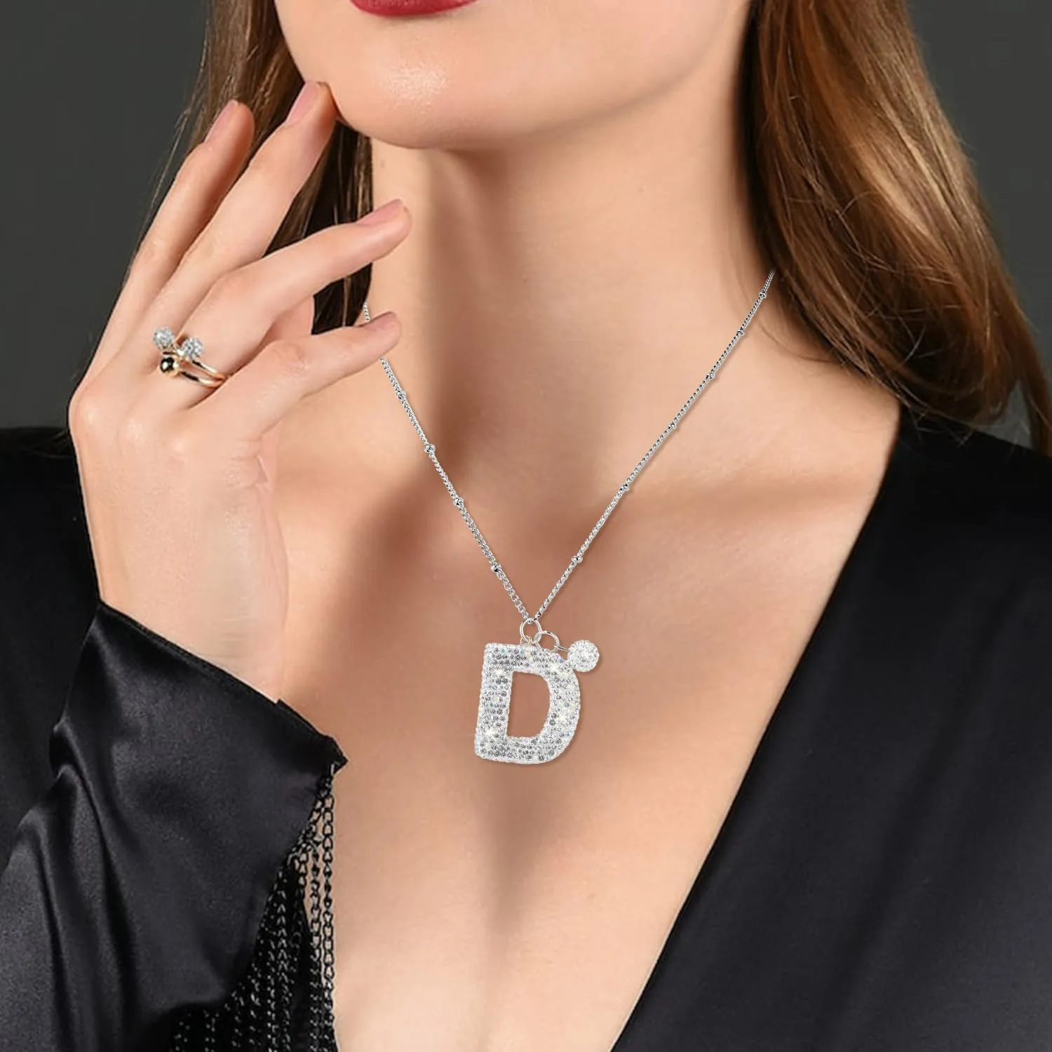 Letter Necklace, Alphabet Charm Necklace Initial Silver Necklaces Personalized Letter Pendant Necklace Jewelry Gift for Women Girls Girlfriend