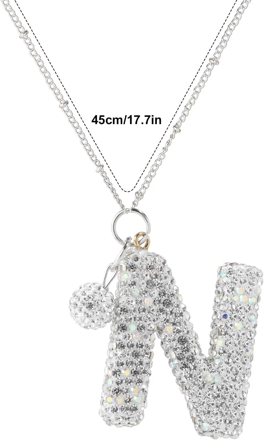 Letter Necklace, Alphabet Charm Necklace Initial Silver Necklaces Personalized Letter Pendant Necklace Jewelry Gift for Women Girls Girlfriend
