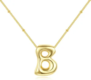 Letter Necklace Bubble Initial Pendant Necklaces for Women Cute Alphabet 14K Gold Plated Design Balloon Puffy Name Personalized Teen Jewelry