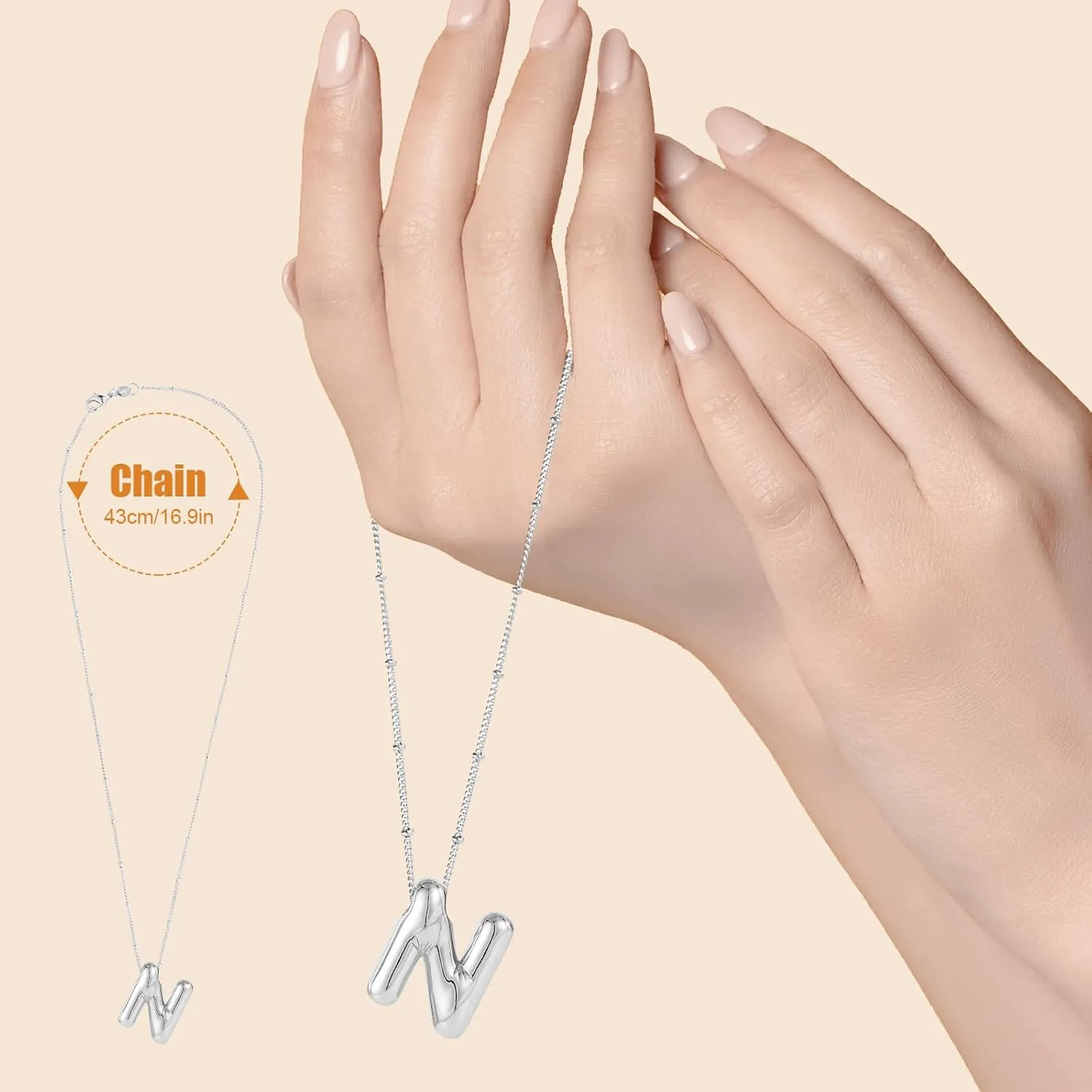 Letter Necklace, Silver Plated Balloon Personalized Balloon Alphabet Pendant Necklaces Initial Necklace Jewelry Gift for Girls Women