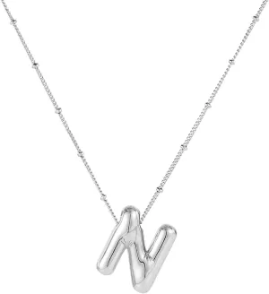 Letter Necklace, Silver Plated Balloon Personalized Balloon Alphabet Pendant Necklaces Initial Necklace Jewelry Gift for Girls Women