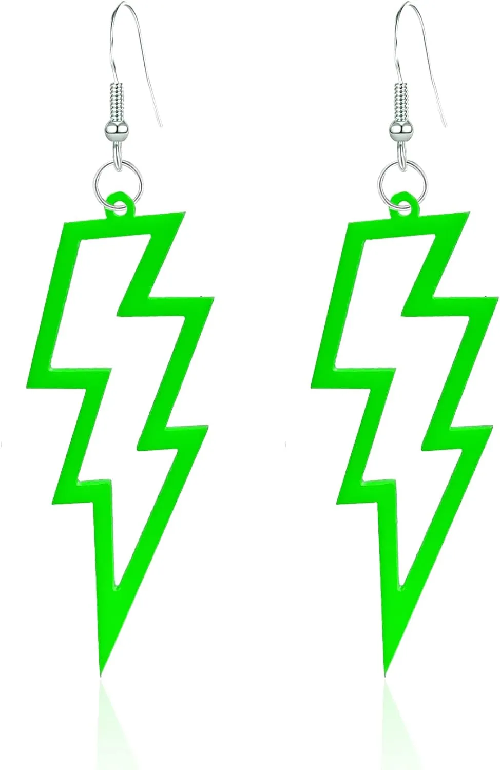 Lighting Neon Earrings Acrylic Exaggerated Lightning Bolt Dangle Drop Pendant Vintage Earrings Halloween Retro 80 90 Party Costume Accessories Jewelry for Women