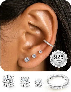 LOLIAS Stud Earrings for Women Hypoallergenic 925 Sterling Silver Earrings Studs Hoops Set Dainty Small Cartilage Earring Stacks