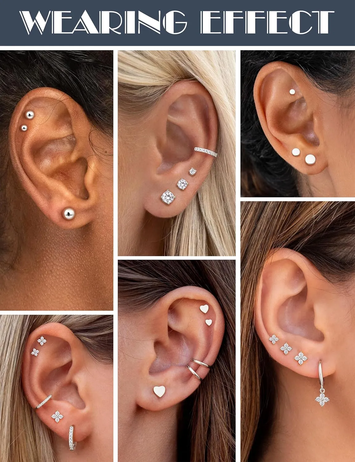 LOLIAS Stud Earrings for Women Hypoallergenic 925 Sterling Silver Earrings Studs Hoops Set Dainty Small Cartilage Earring Stacks