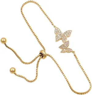 Love Gift Cubic Zirconia CZ Bridal Butterfly Adjustable Bracelet for Women