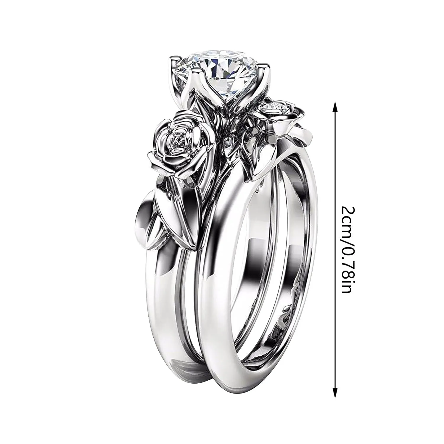 Love in Bloom! Ladies' Fashion Rose Flower Couple Rings  Elegant Alloy Jewelry for a Romantic Gift