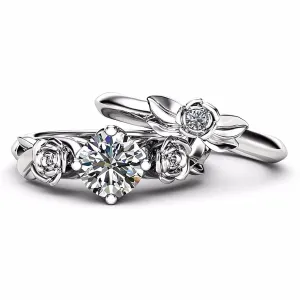 Love in Bloom! Ladies' Fashion Rose Flower Couple Rings  Elegant Alloy Jewelry for a Romantic Gift