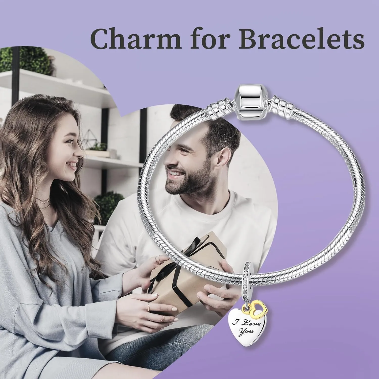 Lovers Love Unlimited Dangle Charms for Women Sterling Silver Pendant for Bracelets Mother's Day Birthday Valentine's Day Christmas Jewelry Gift