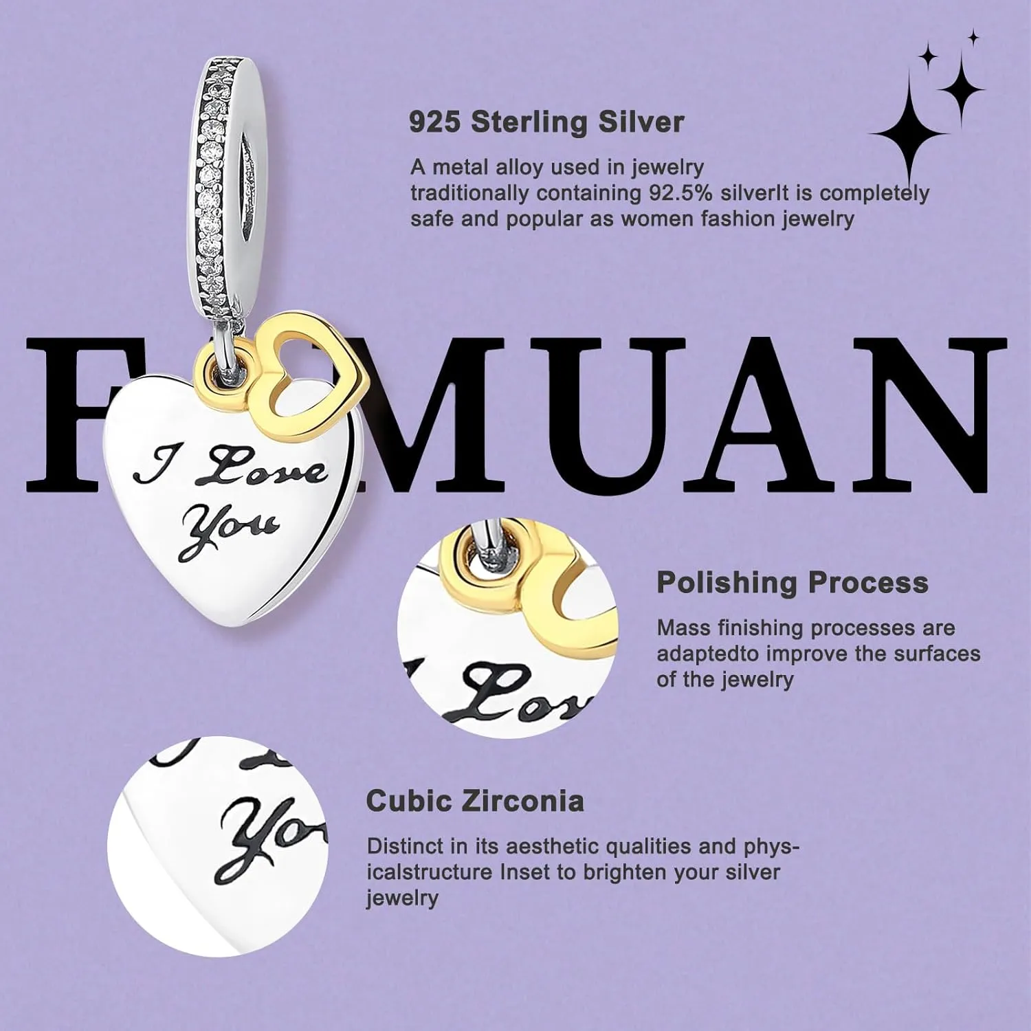 Lovers Love Unlimited Dangle Charms for Women Sterling Silver Pendant for Bracelets Mother's Day Birthday Valentine's Day Christmas Jewelry Gift