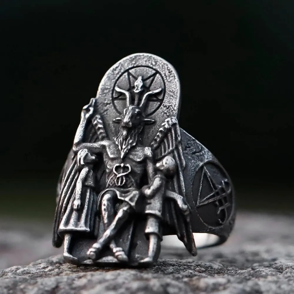 Lucifer Ring Stainless Steel Jewelry Deivl DarkAngel Satan Ring for Men Women