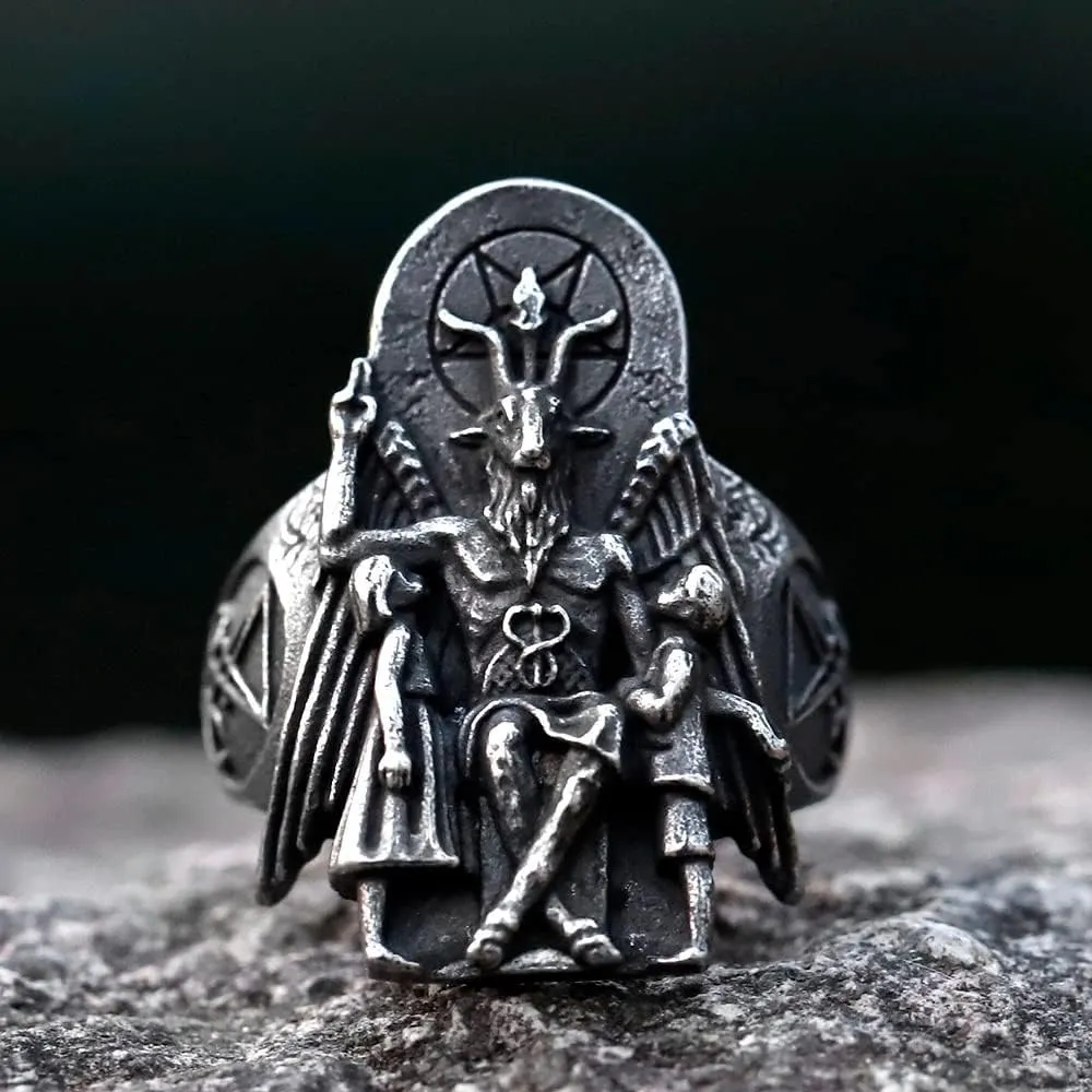 Lucifer Ring Stainless Steel Jewelry Deivl DarkAngel Satan Ring for Men Women