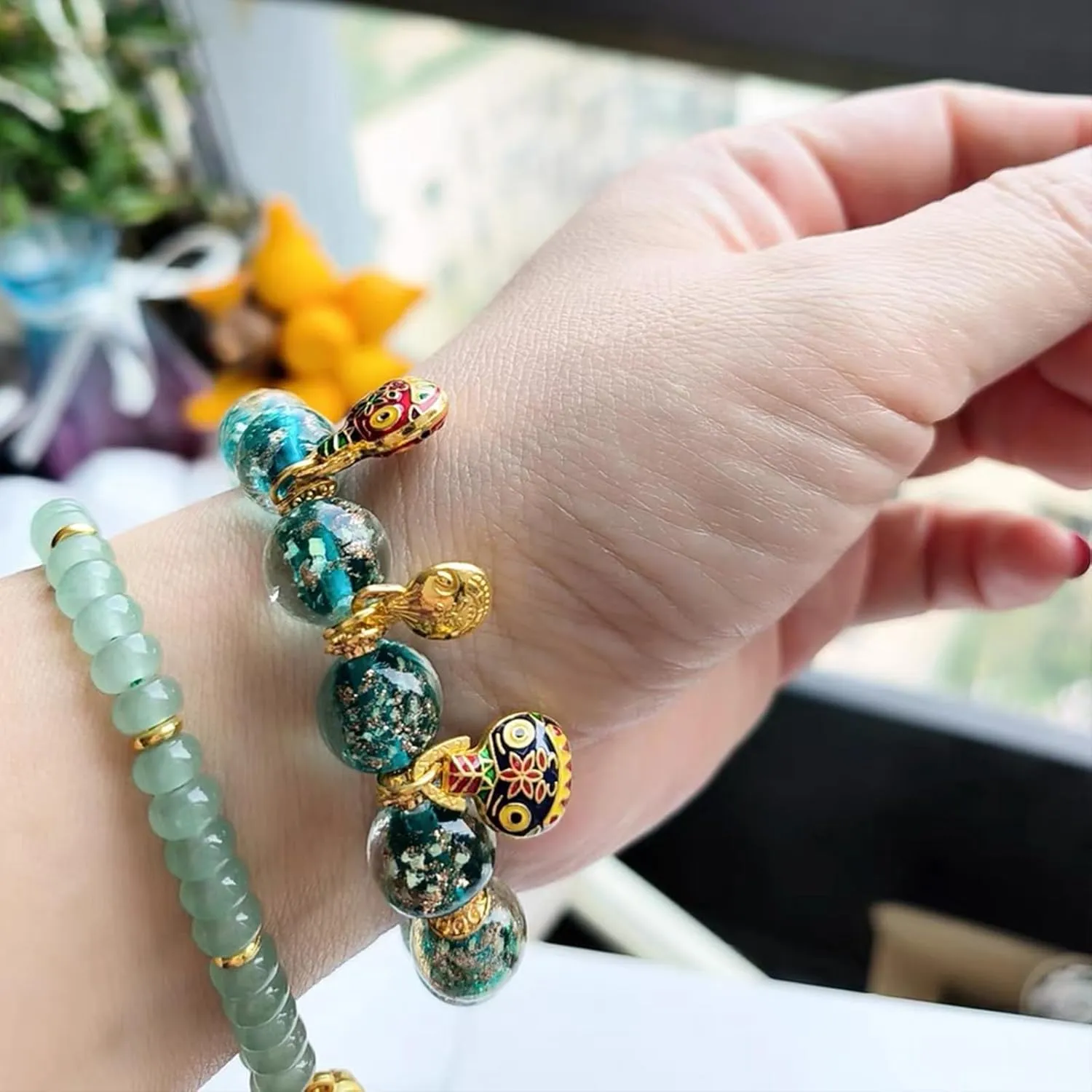 Luminous Glass Beaded Bracelet,Firefly Beads Stretch Bracelet,popular items,Glow in The Dark Beads Bracelet,Trending Gifts for Women
