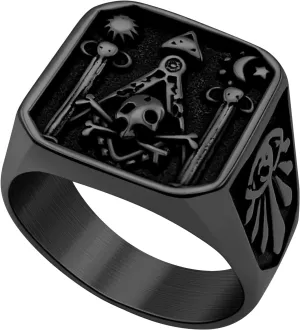 Masonic Rings for Men, 316L Stainless Steel/18K Gold/Black Freemason Band Rings Jewelry, with Gift Box